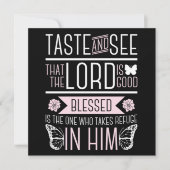 Bijbel Verse Taste en zie dat de Heer goed is. Kaart (Voorkant)