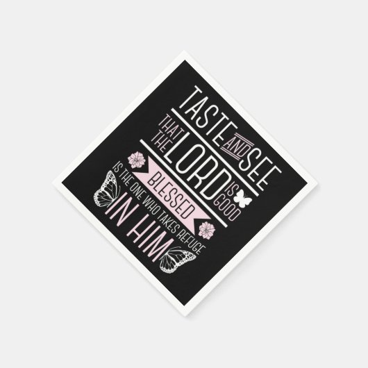 Bijbel Verse Taste en zie dat de Heer goed is. Servet (Hoek)