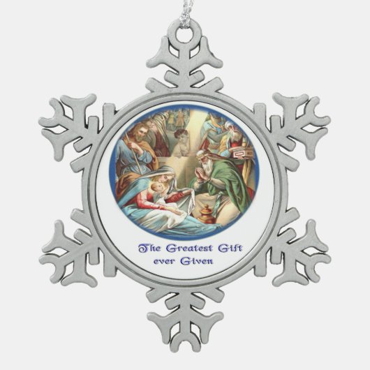 Bijbel Verse Tin Sneeuwvlok Ornament (Voorkant)