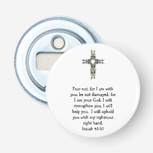 Bijbel verses Inspirerend Citaat Isaiah 41:10 Button Flesopener