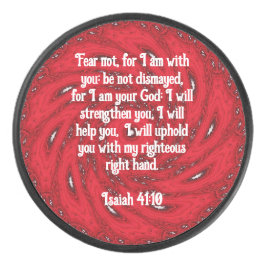Bijbel verses Inspirerend Citaat Isaiah 41:10 Hockey Puck