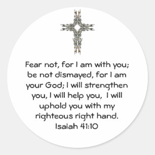 Bijbel verses Inspirerend Citaat Isaiah 41:10 Ronde Sticker