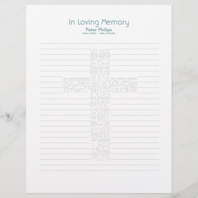 Bijbel verses John14 Funeral Book Filler Page - 1 (Voorkant)