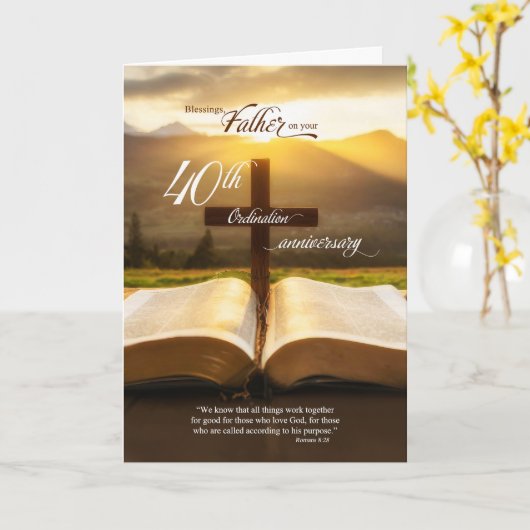 Bijbel voor 40-jarig priesterjubileum kaart (Gele Bloem)