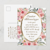 Bijbel voor paasbessen Verse Elegant Roze Floral Briefkaart (Voorkant / Achterkant)