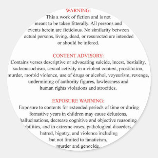 Bijbel Waarschuwingslabel Ronde Sticker