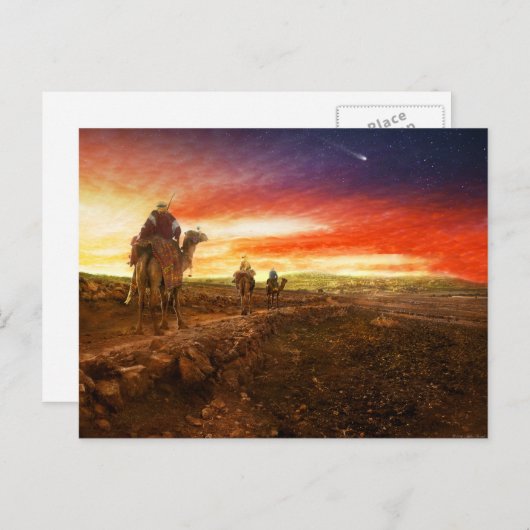 Bijbel - Wise mannen - The Magi arriveert 1920 Briefkaart (Voorkant / Achterkant)