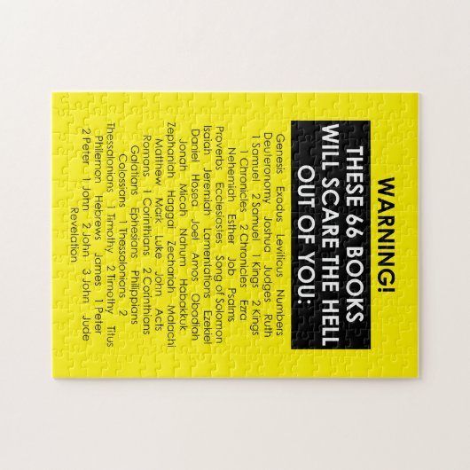 Bijbelboek Lijst Scare Hell Out Funny Christelijk Legpuzzel (Horizontaal)
