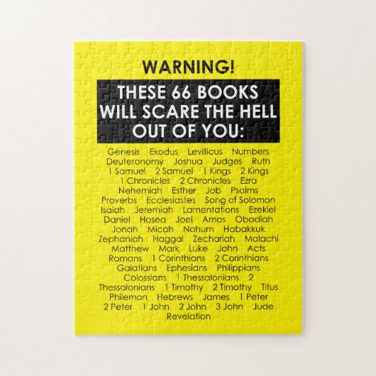 Bijbelboek Lijst Scare Hell Out Funny Christelijk Legpuzzel (Verticaal)
