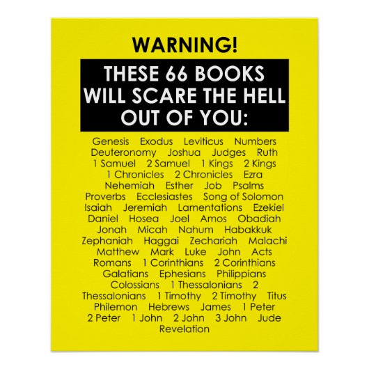 Bijbelboek Lijst Scare Hell Out Funny Christelijk Perfect Poster (Voorkant)