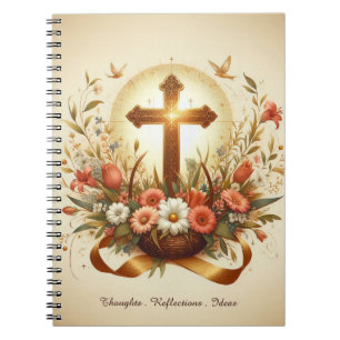 Bijbelboek met kruis- en bloemaccenten notitieboek