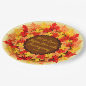 Bijbelcitaat Herfstbladeren Thanksgiving 9" Papieren Bordje (Gekanteld)
