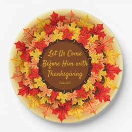 Bijbelcitaat Herfstbladeren Thanksgiving 9" Papieren Bordje