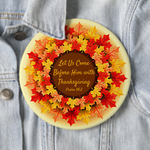 Bijbelcitaat in herfst laat Thanksgiving kolossale Ronde Button 6,0 Cm