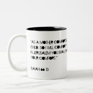 Bijbelcitaat Isaiah 66:13 Tweekleurige Koffiemok