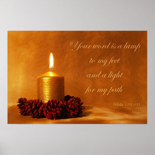 Bijbelcitaat met kerstkaars poster