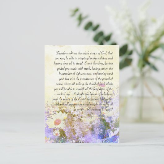 Bijbeldoorgang, briefkaart met grijze maaltijd (Staand voorkant)