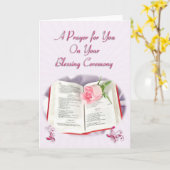 Bijbelgebed en roos voor de zegeningsceremonie kaart (Gele Bloem)