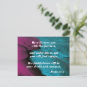 Bijbelgeheugenkaart, psalm 91:4 Wings van leegstan Briefkaart (Staand voorkant)