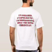 Bijbelgetompend CHRISTELIJK" bijbelvormig T-shirt (Achterkant)