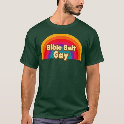 Bijbelgordel Gay Rainbow Fun Retro T-shirt (Voorkant)