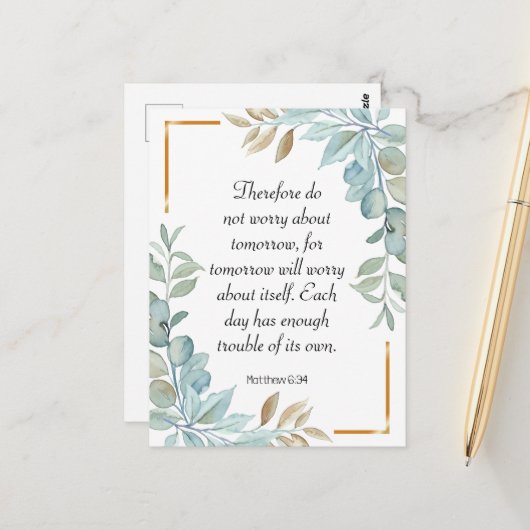 Bijbelgroen dikkopschrift briefkaart (Voorkant / Achterkant in situ)