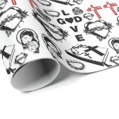 Bijbelkruis Rozenkrans kettingen Heilig Hart Kunst Cadeaupapier (Rol Hoek)