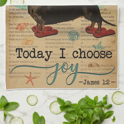 Bijbellenbioscoopzalig dachshund - Verticaal Theedoek (Gevouwen)