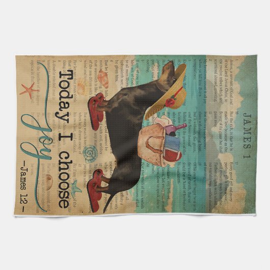 Bijbellenbioscoopzalig dachshund - Verticaal Theedoek (Horizontaal)