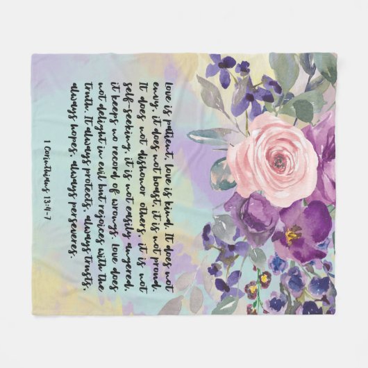 Bijbellenverige florale corinthians fleece deken (Voorkant (Horizontaal))