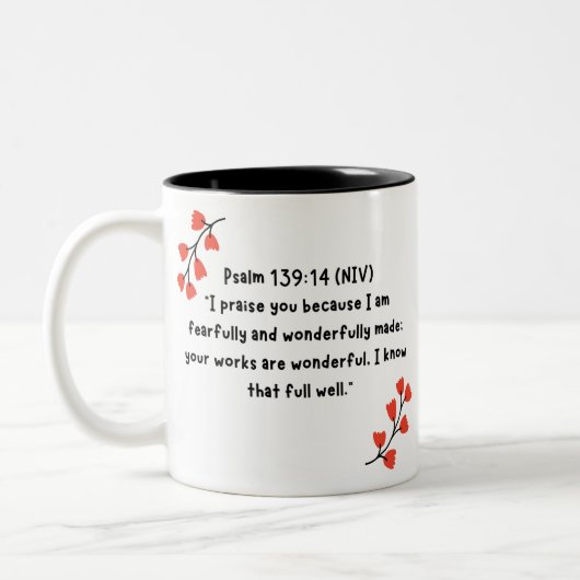 Bijbelmok  tweekleurige koffiemok (Links)
