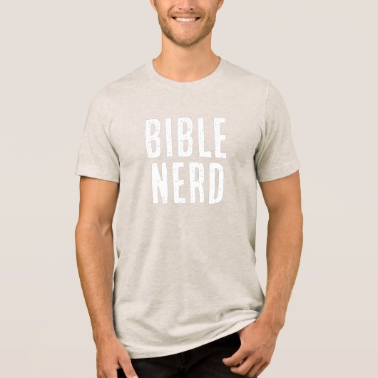 Bijbelnerd typografie Funny Christelijk Beige Tri-Blend Shirt (Voorkant)