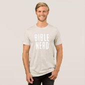 Bijbelnerd typografie Funny Christelijk Beige Tri-Blend Shirt (Voorkant volledig)