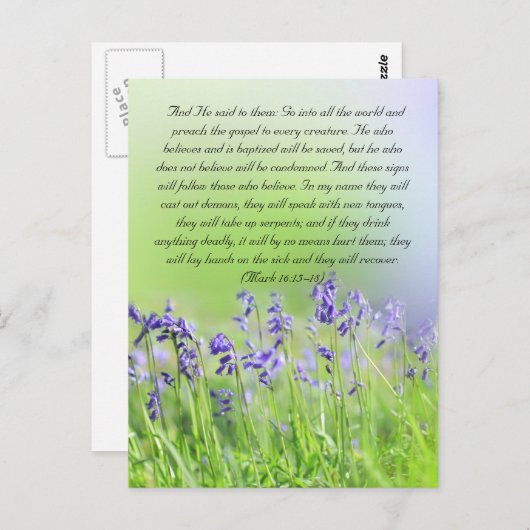 Bijbelpassage, blauwe gordels dicht briefkaart (Voorkant / Achterkant)