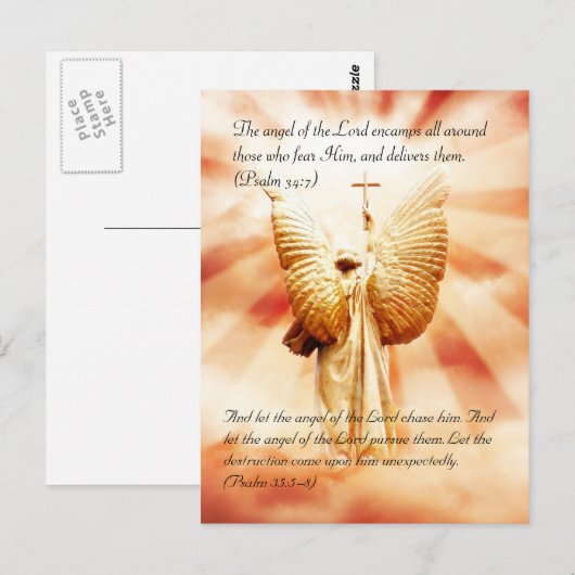 Bijbelpassage, engel van de Heer Briefkaart (Voorkant / Achterkant)