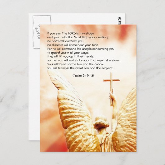 Bijbelpassage, engel van de Heer, psalm 91 Briefkaart (Voorkant / Achterkant)