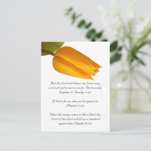 Bijbelpassage, gele tulp briefkaart (Staand voorkant)
