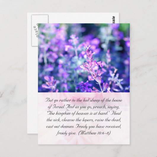 Bijbelpassage, lavender briefkaart (Voorkant / Achterkant)