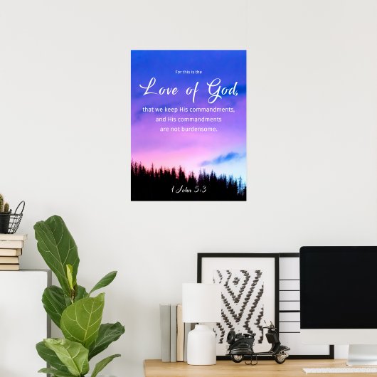 Bijbelprijsliefde voor God Paars Poster (Thuiskantoor)