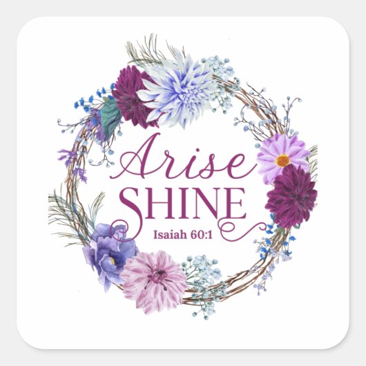 Bijbelprijsopgave: Arise and Shine Isaiah 60 1 Vierkante Sticker (Voorkant)