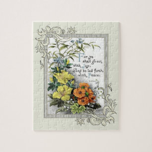 Bijbelprijsopgave met bloemen legpuzzel