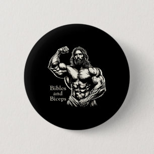 Bijbels en biceps - Grappige bodybuilding Jesus Gy Ronde Button 5,7 Cm