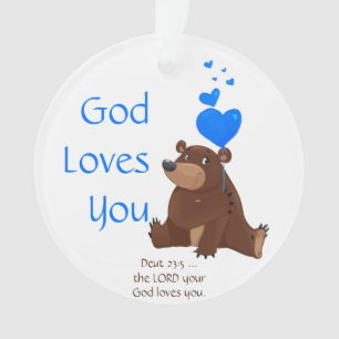 Bijbelschrift, God houdt van je Schattigee teddybe Ornament