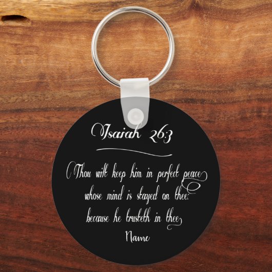 Bijbelschrift Isaiah 26:3 Sleutelhanger (Voorkant)