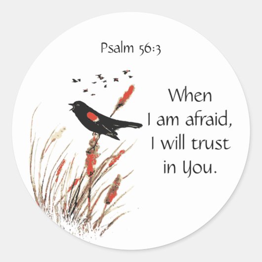 Bijbelschrift Psalm 56:3 Vertrouwen in u, Natuur Ronde Sticker (Voorkant)