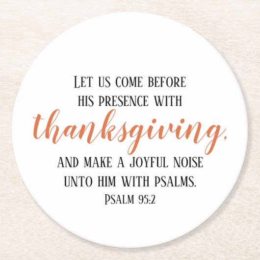 Bijbelscript Thanksgiving Ronde Kartonnen Onderzetter (Voorkant)