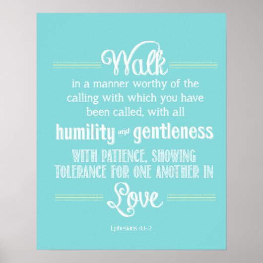 Bijbelscriptfesians 4:1-2 poster (Voorkant)