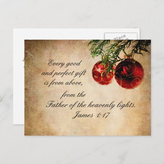 Bijbelscriptie James 1:17 - kerstBriefkaart Feestdagenkaart (Voorkant / Achterkant)