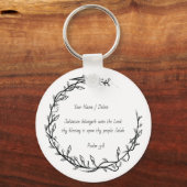 Bijbelscriptie Psalm 3 - 8 Snoeigebeugel Sleutelhanger (Voorkant)