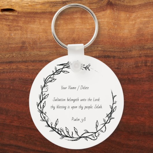 Bijbelscriptie Psalm 3 - 8 Snoeigebeugel Sleutelhanger (Voorkant)